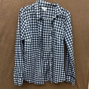 J. Crew Women’s Navy and White Gingham Button-Down Shirt